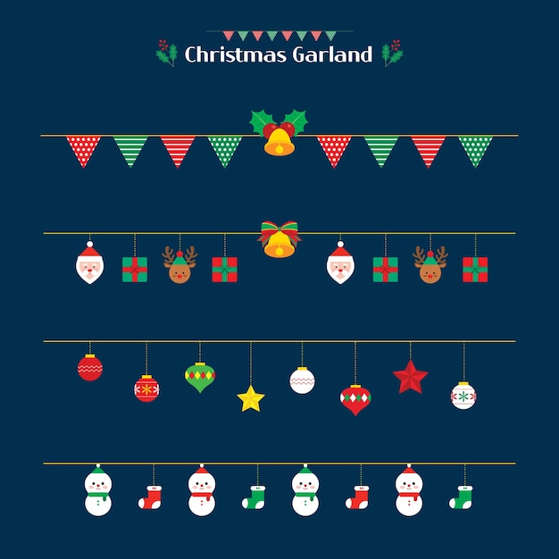 Ein Poster für Weihnachtsgirlanden mit einem Banner, auf dem Weihnachtsgirlanden stehen.