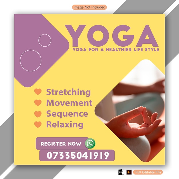 Vektor ein poster für yoga mit der aufschrift „yoga für einen gesünderen lebensstil“.