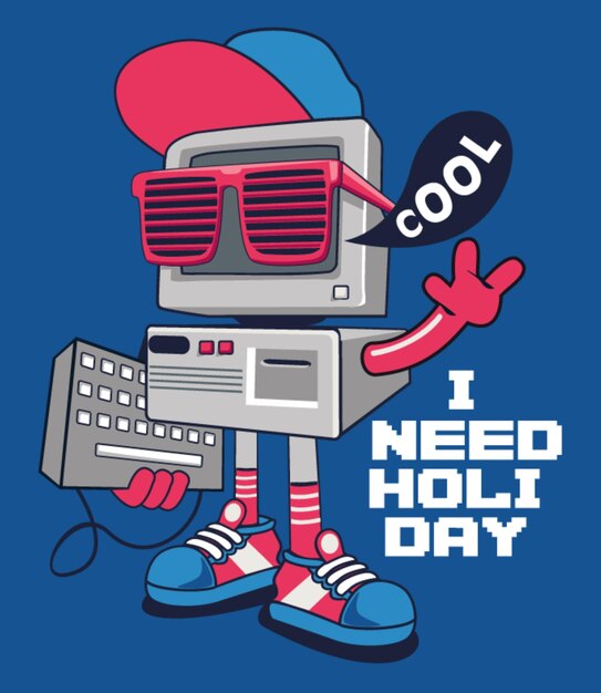 ein Poster mit einem Roboter, auf dem steht Ich liebe T-Shirt