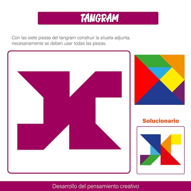 Ein poster mit einem rosa-lila design mit der aufschrift „tangram“