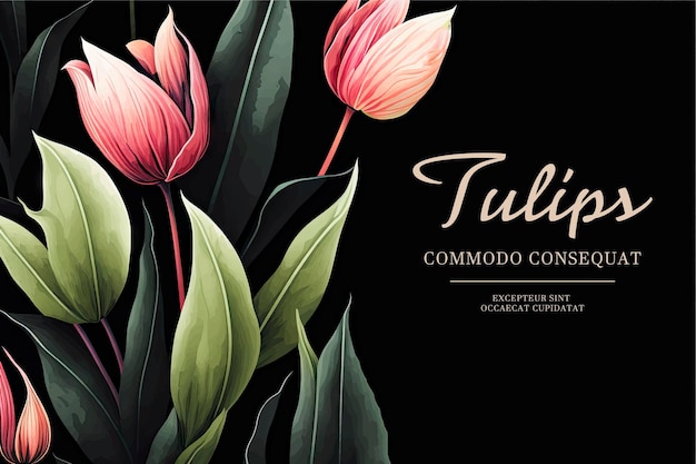 Vektor ein poster mit tulpen mit der aufschrift tulip commodo convol