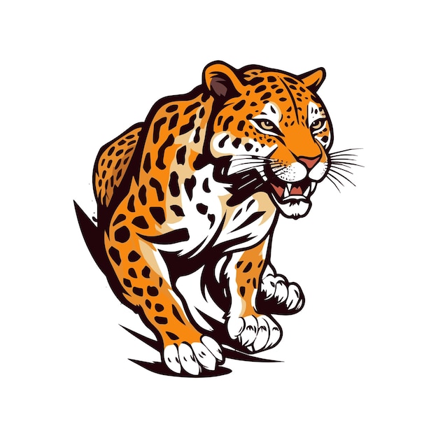 Ein Premium-Maskottchen-Logo eines Tierleopards mit weißem Hintergrund
