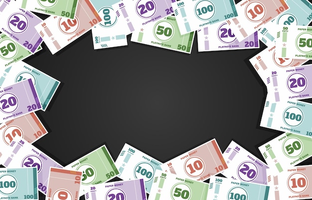 ein Rahmen mit Euro-Banknoten auf schwarzem Hintergrund mit einem Rahmen mit der Aufschrift "Euro"