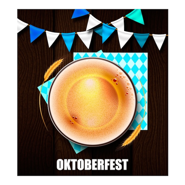 Vektor ein realistisches glas bier für das oktoberfest-festival