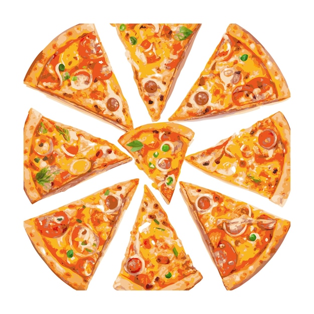 Ein realistisches Pizza-Vektor-Illustrationskonzept