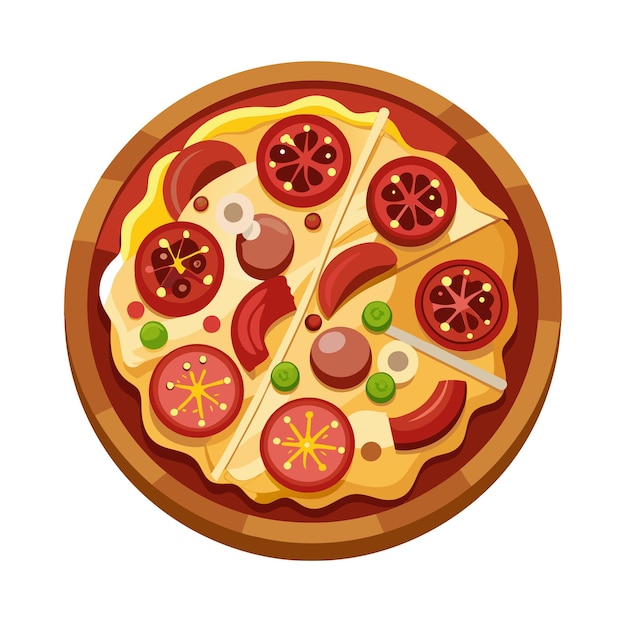 Ein realistisches Pizza-Vektor-Illustrationskonzept