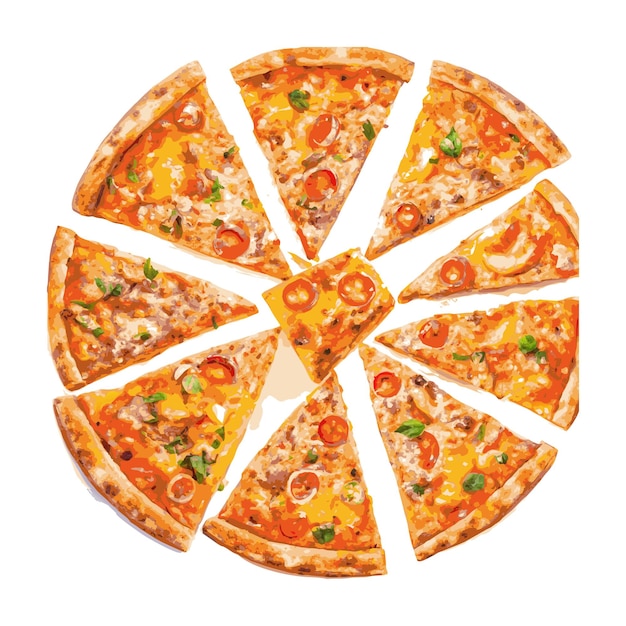 Ein realistisches Pizza-Vektor-Illustrationskonzept