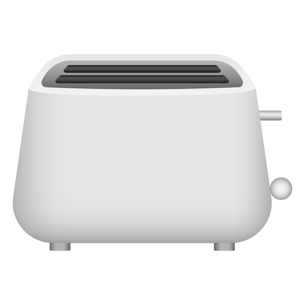 Ein realistisches Vektor-Symbol für einen Toaster aus Plastik für Webdesign, isoliert auf weißem Hintergrund