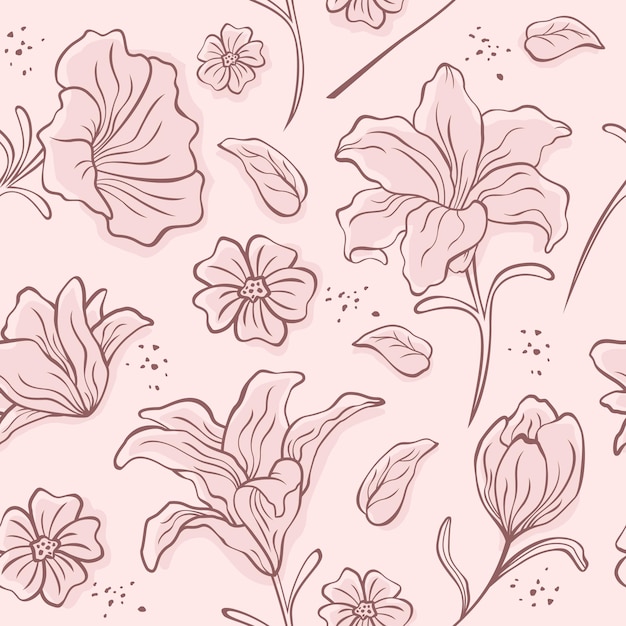 ein rosa Hintergrund mit Blumen und einem Schmetterling