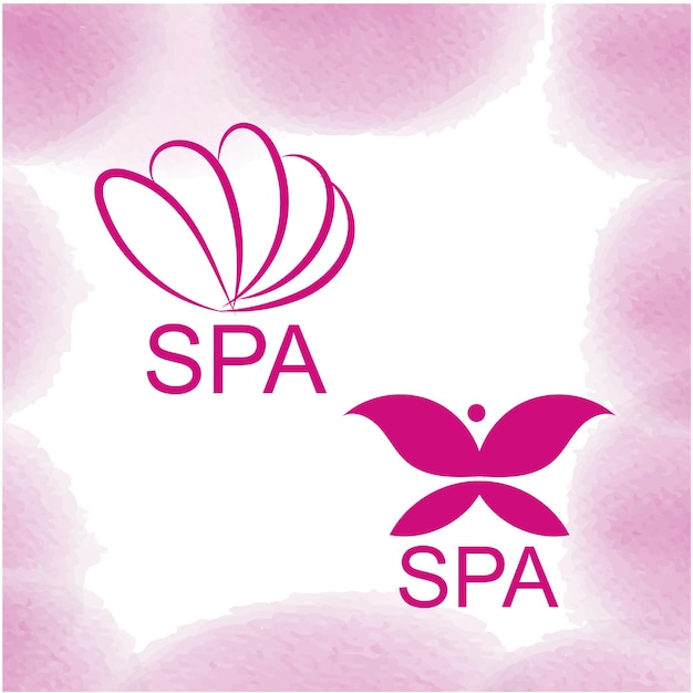 Vektor ein rosa-lila logo mit dem wort spa und butterfly.