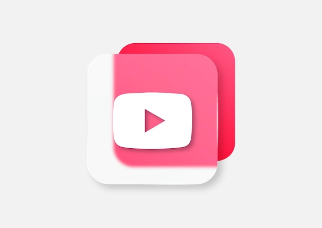 Ein rosa-weißes YouTube-App-Symbol mit einem weißen Quadrat und einem weißen Logo.