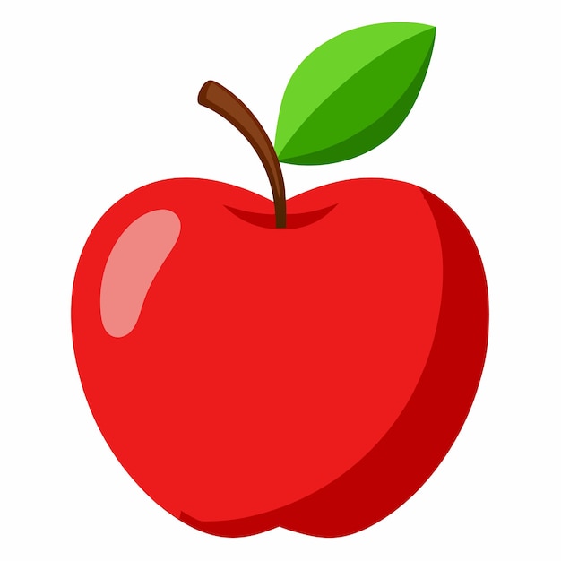 ein roter Apfel mit einem grünen Blatt