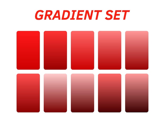 ein roter Satz von Quadraten mit verschiedenen Farben und dem Wort Gradient