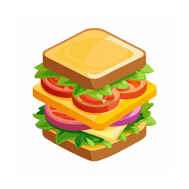 ein Sandwich mit einem Regenbogen aus Käse und Salat