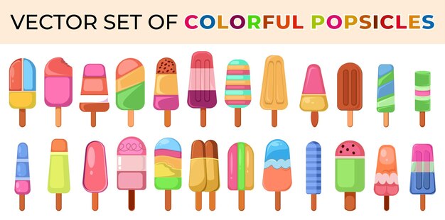 Ein satz farbenfroher popsicle-illustrationen