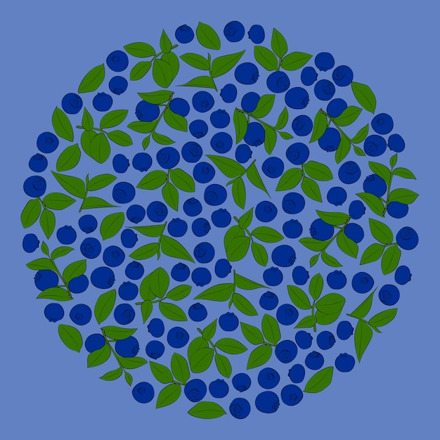 Ein Satz farbiger Blaubeeren in einem Kreis Vektorgrafiken