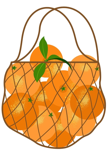 Ein Satz frischer Orangen im Gitterbeutel