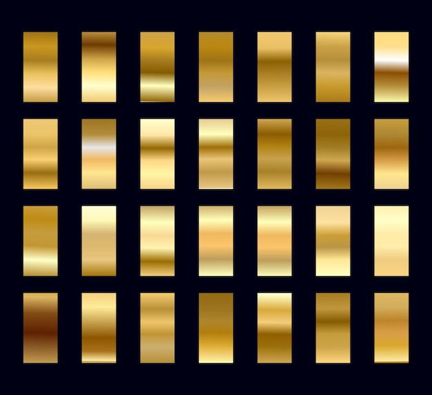 Vektor ein satz goldener quadrate mit dem wort „gold“ unten rechts.