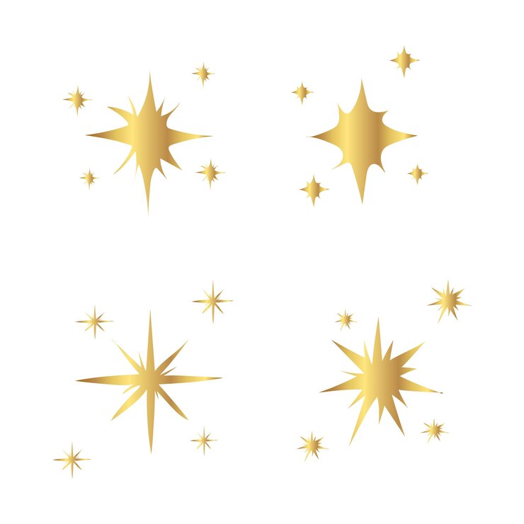 Ein Satz goldener Sterne und Staub