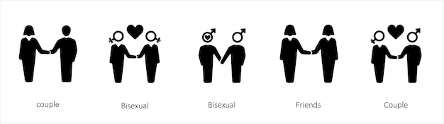 Ein Satz von 5 Gender-Ikonen wie bisexuelles Geschlecht Freunde