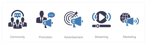 Ein Satz von 5 Influencer-Symbolen als Community-Promotion-Werbung