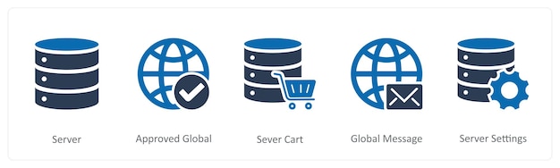 Ein Satz von 5 Internet-Ikonen als global verbotene globale Brieftasche finanzielle global