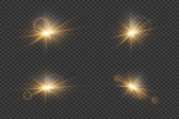 Ein Satz von leuchtenden Lichtsternen mit Lichtwirkung