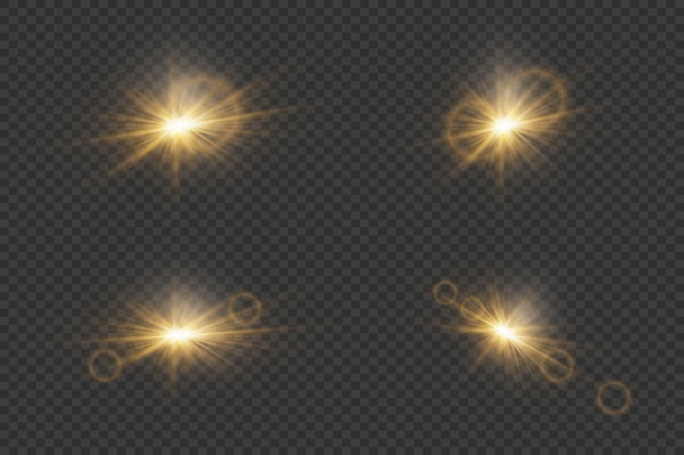 Ein Satz von leuchtenden Lichtsternen mit Lichtwirkung