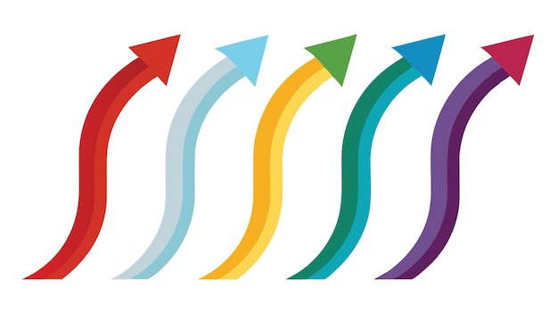 Ein Satz von rechts links oben unten farbenfrohen lebendigen Pfeilen in Vektorillustration flache geometrische Abstract