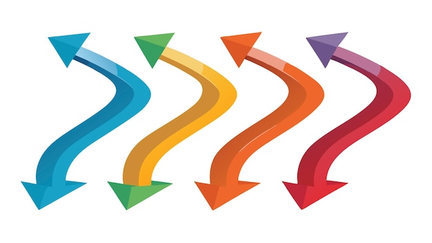 Ein Satz von rechts links oben unten farbenfrohen lebendigen Pfeilen in Vektorillustration flache geometrische Abstract