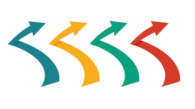 Ein Satz von rechts links oben unten farbenfrohen lebendigen Pfeilen in Vektorillustration flache geometrische Abstract