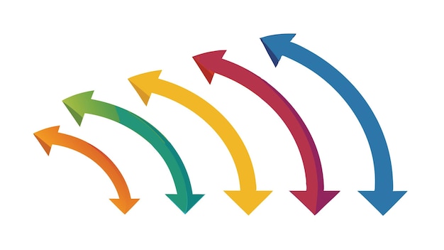 Ein Satz von rechts links oben unten farbenfrohen lebendigen Pfeilen in Vektorillustration flache geometrische Abstract