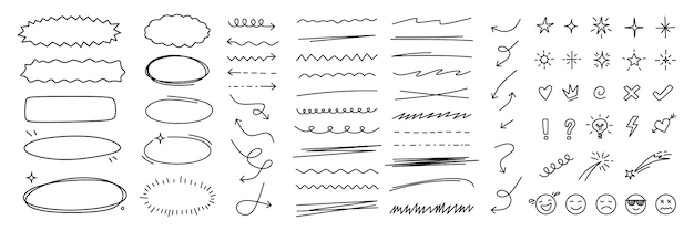 ein Satz von Scribble-Droodle-Unterstriche mit bearbeitbarem Strich