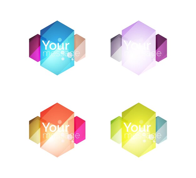 Ein Satz von vektorglanzenden leeren Feldern für Ihren Inhalt Abstrakte geometrische Elemente, die für Text oder Infografiken geeignet sind