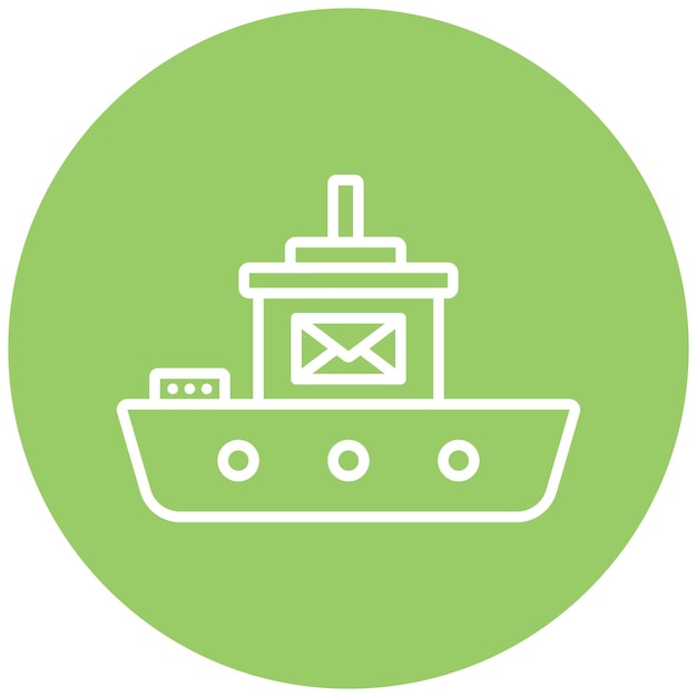 ein Schiff mit einer Schachtel an der Vorderseite und einer Postkarte an der Front