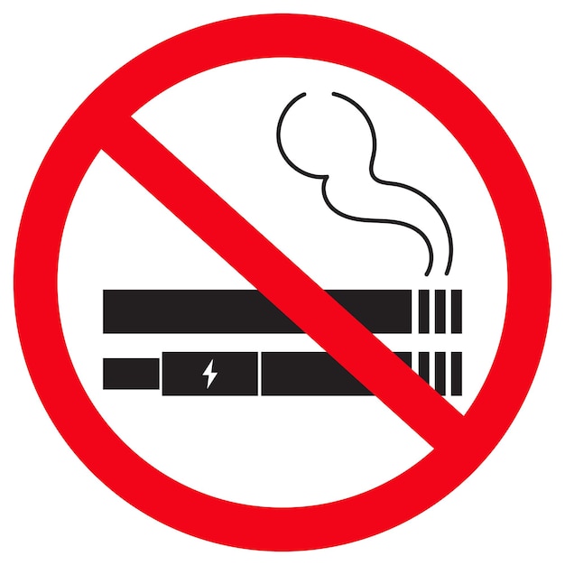 Ein Schild, auf dem es verboten ist zu rauchen oder zu dampfen, ist ein perfektes Verbotssymbol für Tabak oder elektronische Zigaretten.
