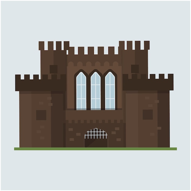 ein Schloss mit einem Fenster, auf dem der Name des Schlosses steht