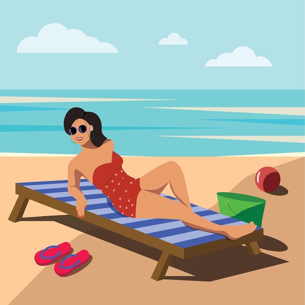 Ein schönes Mädchen ruht sich am Strand aus. heißes sommermeer und sand