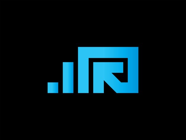 Ein schwarz-blaues Logo mit den Buchstaben rj und einer blauen Linie