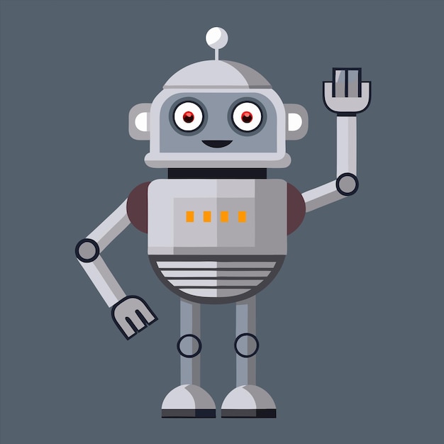 ein schwarz-graues Bild eines Roboters mit einer Hand in der Luft
