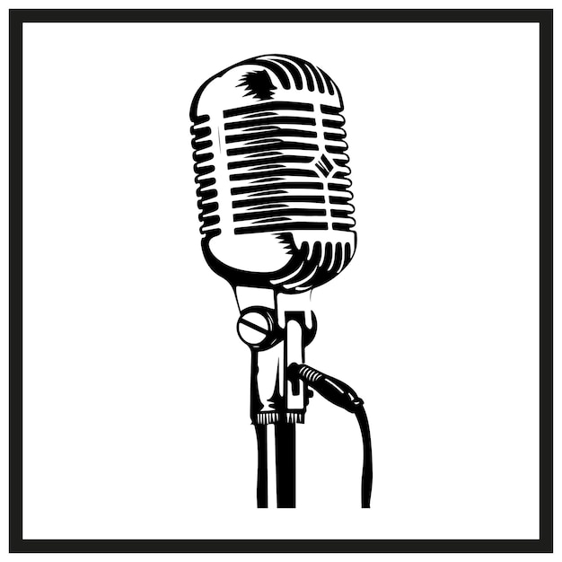 Ein Schwarz-Weiß-Mikrofon-Silhouette-Clipart
