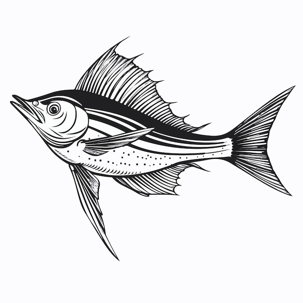 Ein schwarz-weißer segelfisch