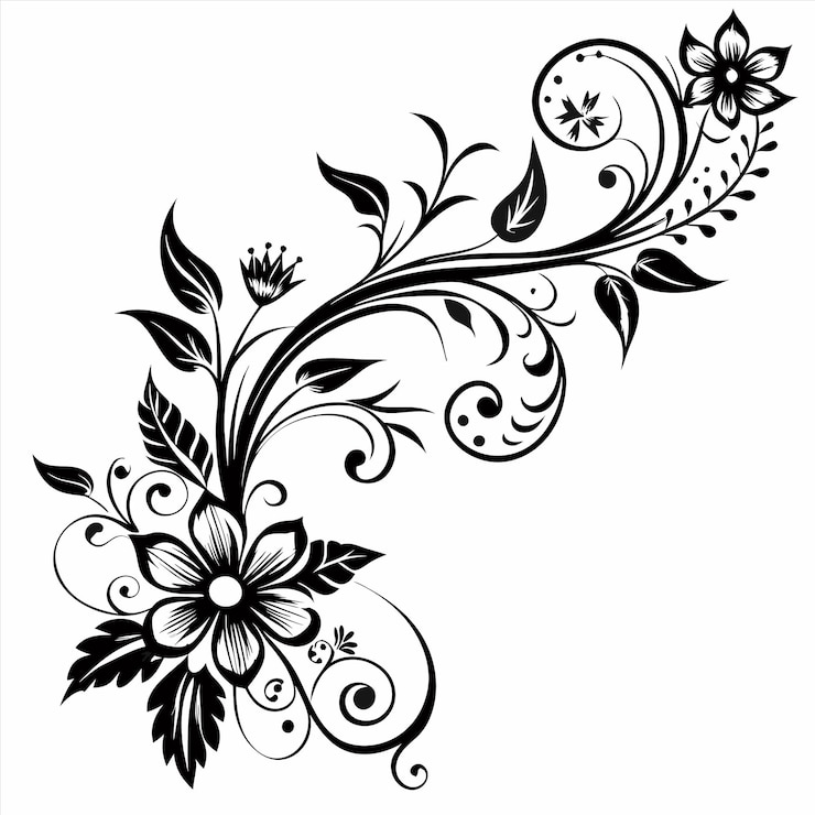 Vektor ein schwarz-weißes bild einer blume und einer blume
