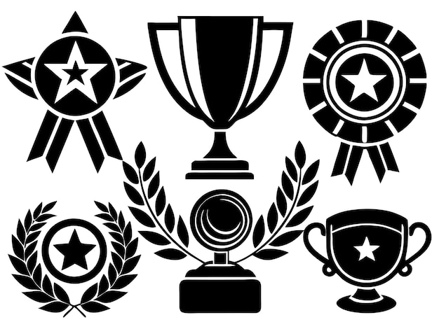 ein schwarz-weißes Bild einer Trophäe und einer Trophääe mit Sternen darauf