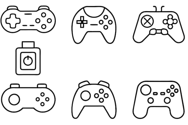 ein schwarz-weißes Bild eines Spielkontrollers mit weißem Hintergrund
