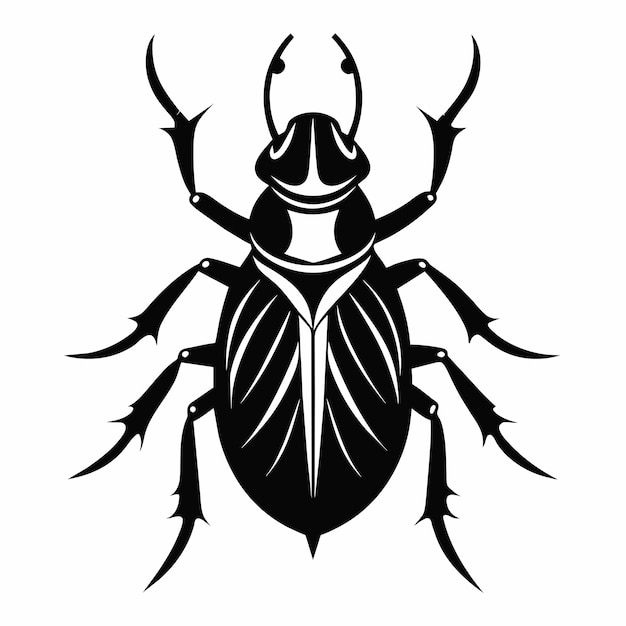 Ein schwarz-weißes bild von einem käfer mit einem silbernen griff