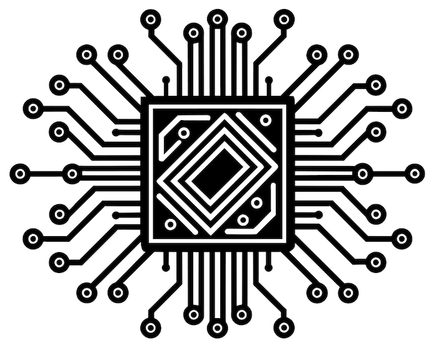 ein schwarz-weißes geometrisches Design mit einem schwarzen Quadrat