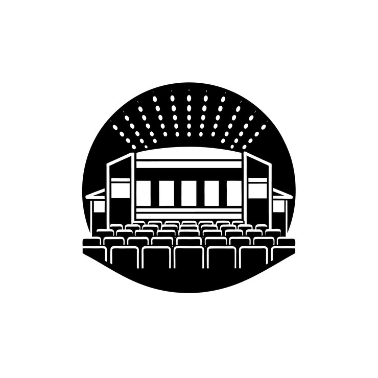 Vektor ein schwarz-weißes logo für ein theater
