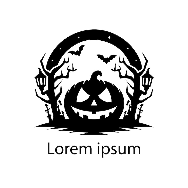 Vektor ein schwarz-weißes logo für einen halloween-kürbis