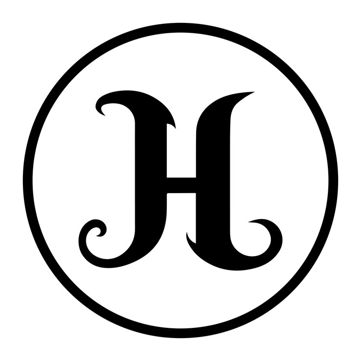 Vektor ein schwarz-weißes logo mit dem buchstaben h